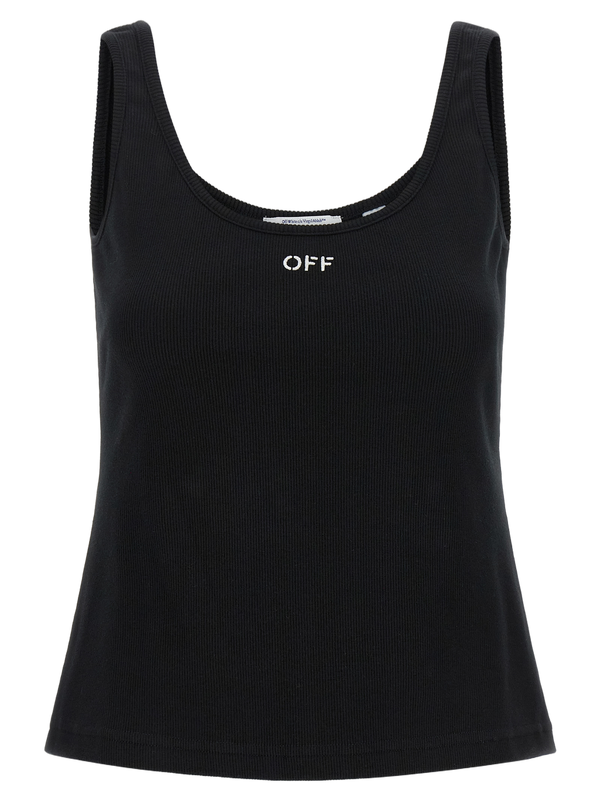 Off-White 97% cotton tank top in black