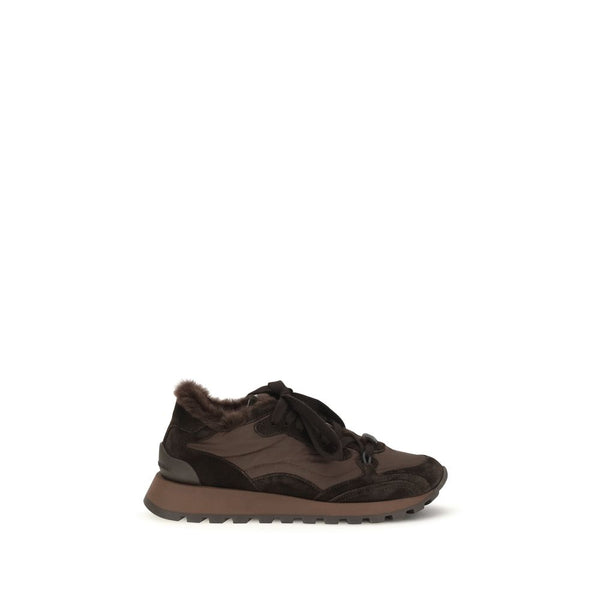 Brunello Cucinelli Suede sneaker in brown