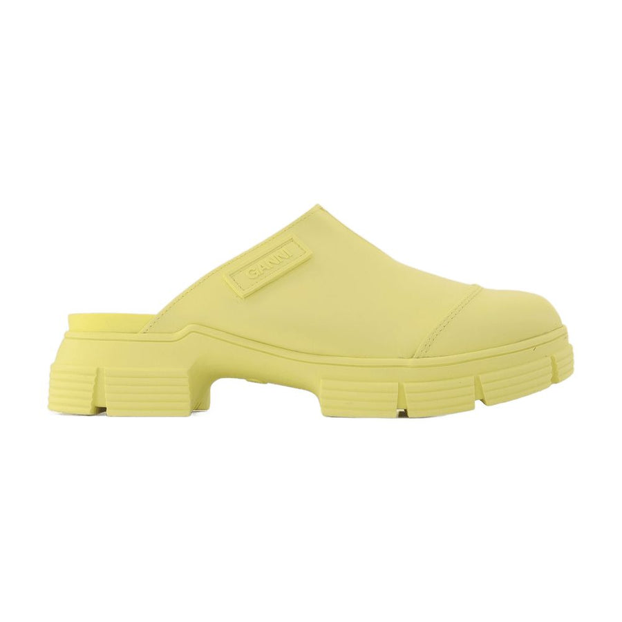 Ganni Recycled rubber mule in yellow