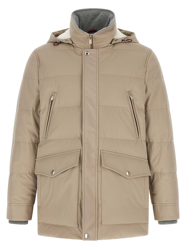 Brunello Cucinelli Polyamide exterior with goose feather padding parka in beige