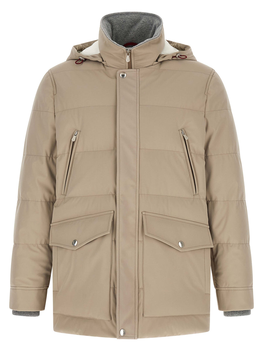 Brunello Cucinelli Polyamide exterior with goose feather padding parka in beige
