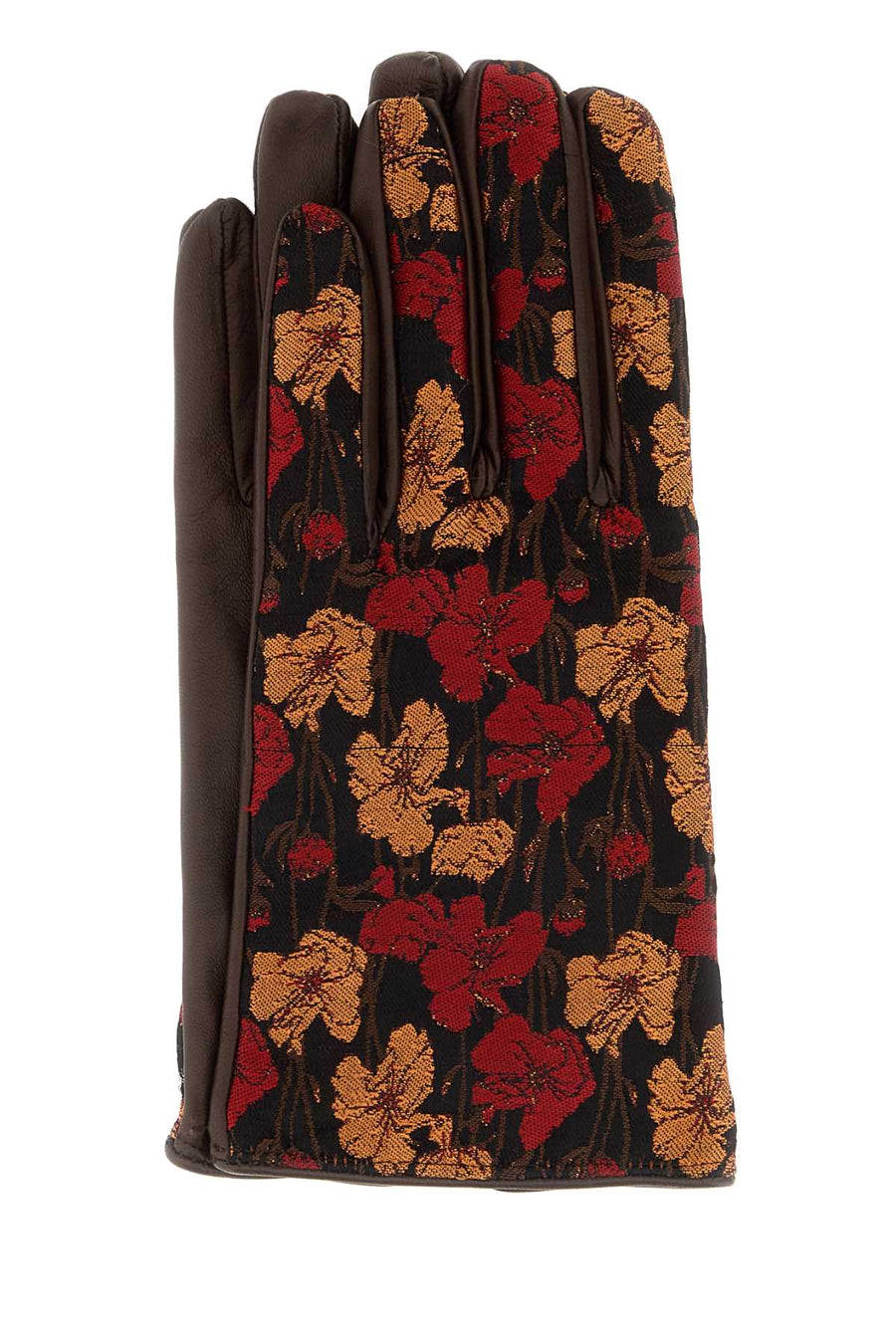 Multicolor Cotton And Leather Gloves Red Guanti