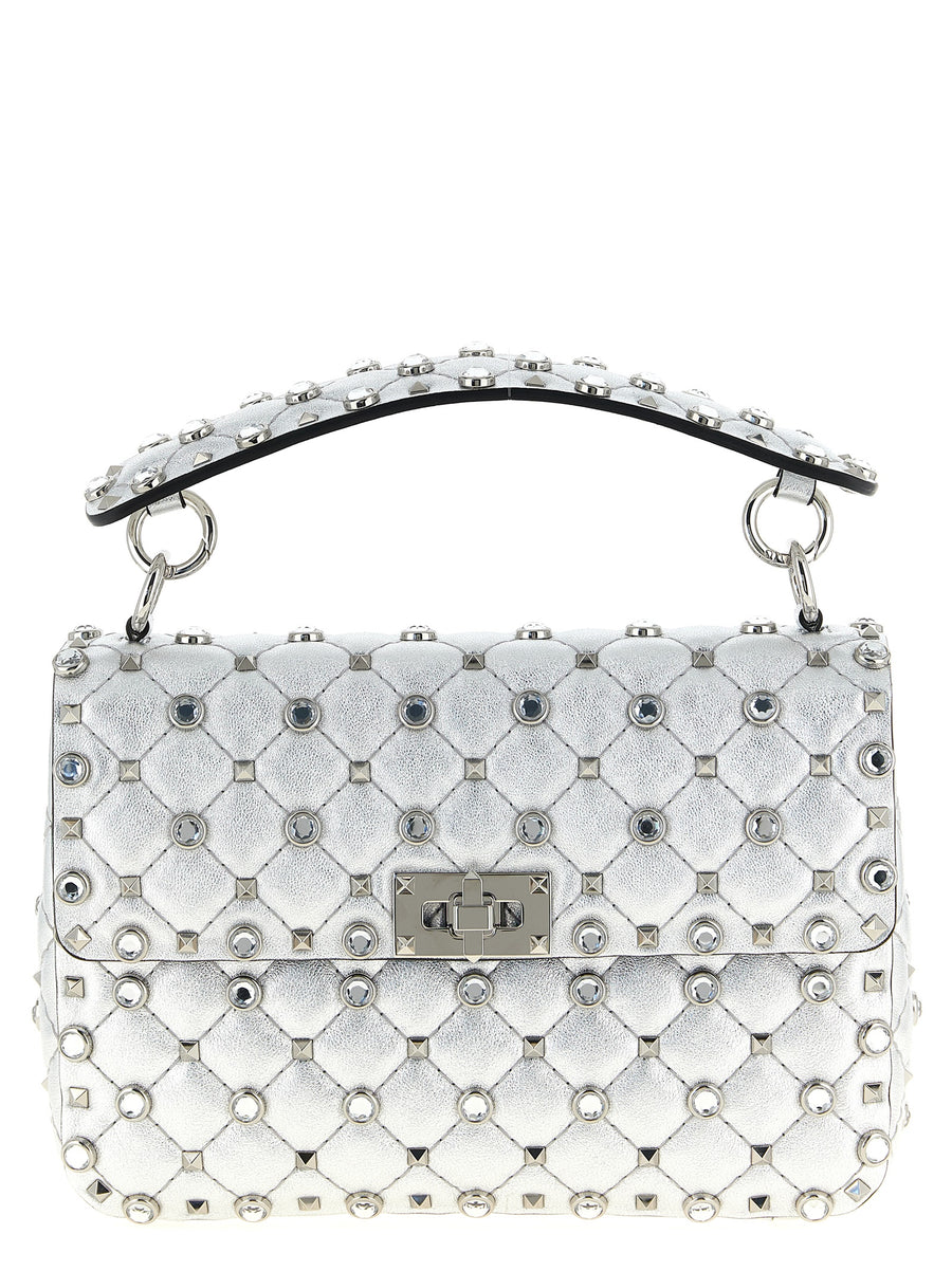 Valentino Garavani 100% lamb leather shoulder bag in silver