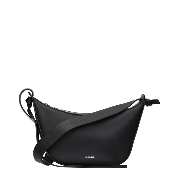 Jil Sander Leather shoulder bag in black
