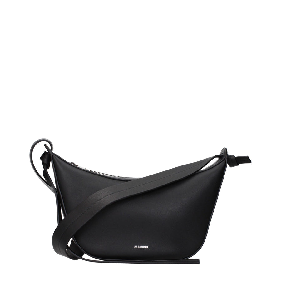 Jil Sander Leather shoulder bag in black