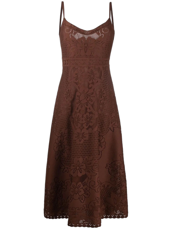 Valentino Silk-cotton blend dress in brown