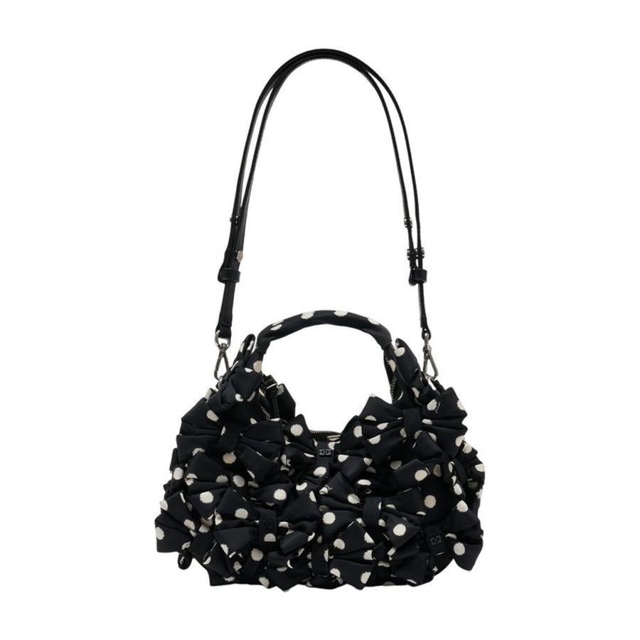 Ganni Nylon hobo bag in black