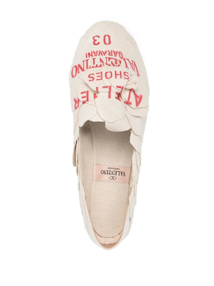 Valentino Cotton/leather espadrille in beige