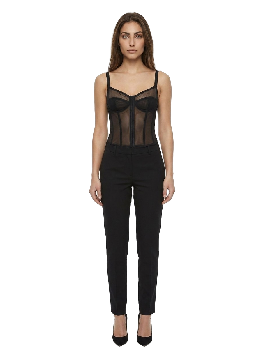 Black Elastane Bodysuit Clothing