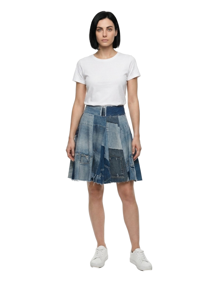 Multicolor Denim Skirt