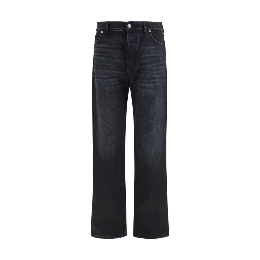 Black Cotton Straight-Leg Jeans Clothing