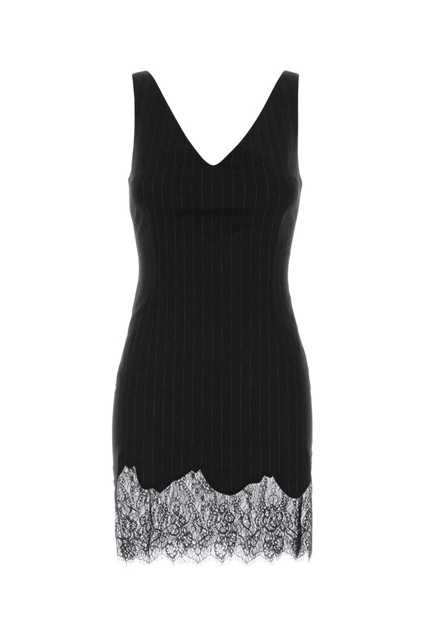 Embroidered Twill Tori Mini Dress Blackwhite Abiti