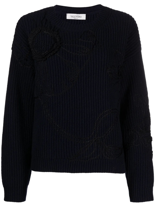 Valentino cashmere-wool blend sweater in navy