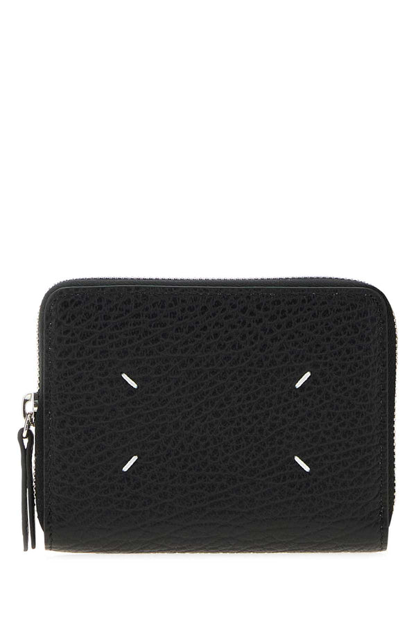 Maison Margiela Around Exterior: 100% Leather Finishing: Silver metal wallet in black