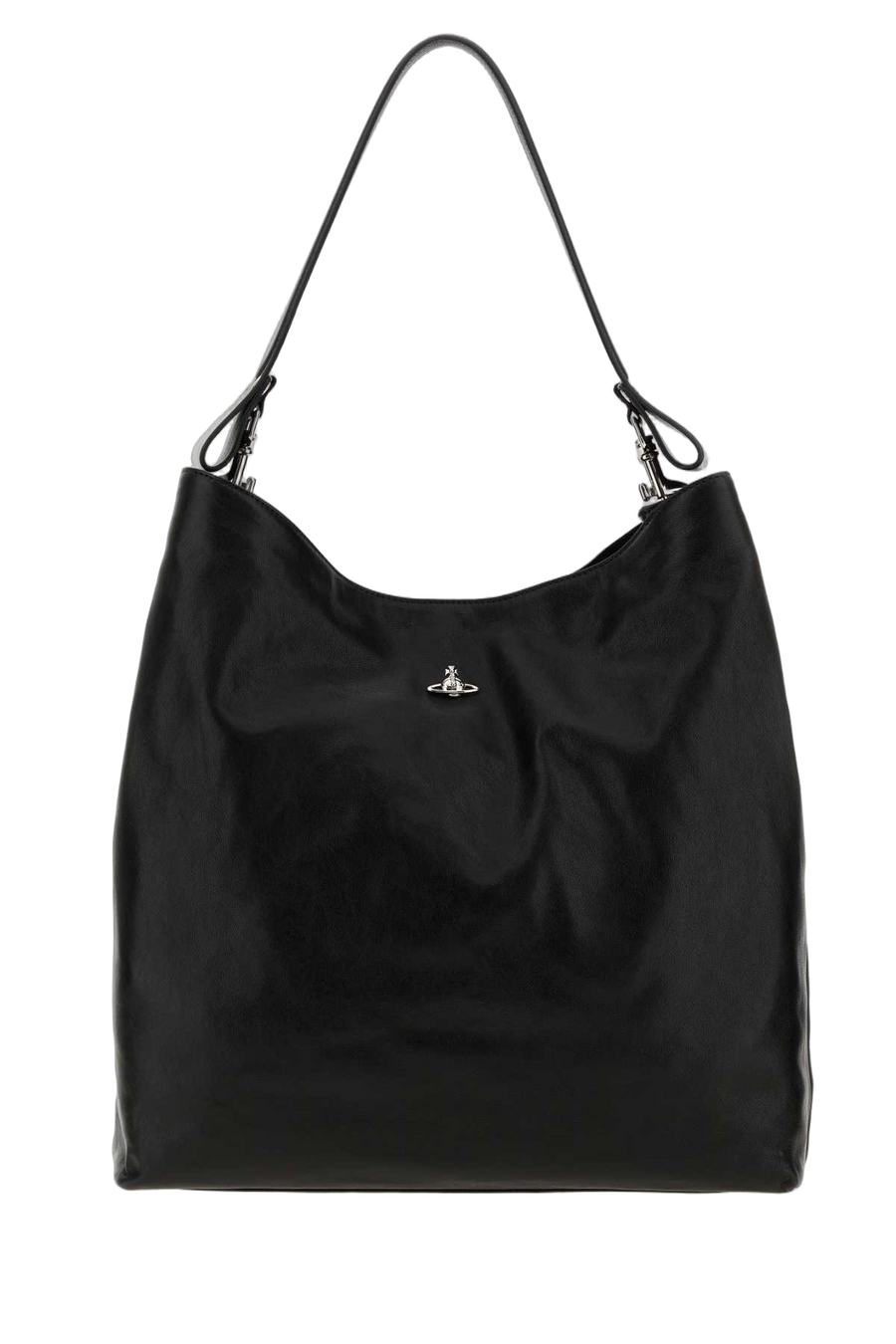 Vivienne Westwood Shoulder Exterior: 100% Ovine leather; Lining: 100% Fabric; Finishing: Silver metal shoulder bag in black