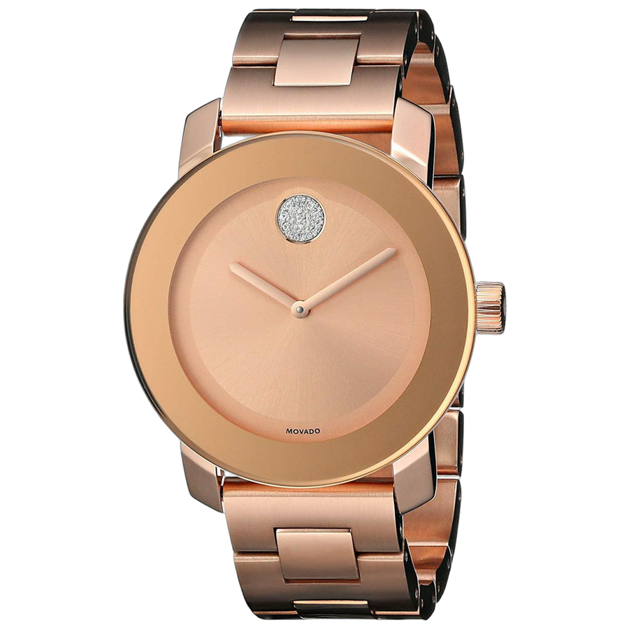 Movado Stainless steel case watch in rose gold