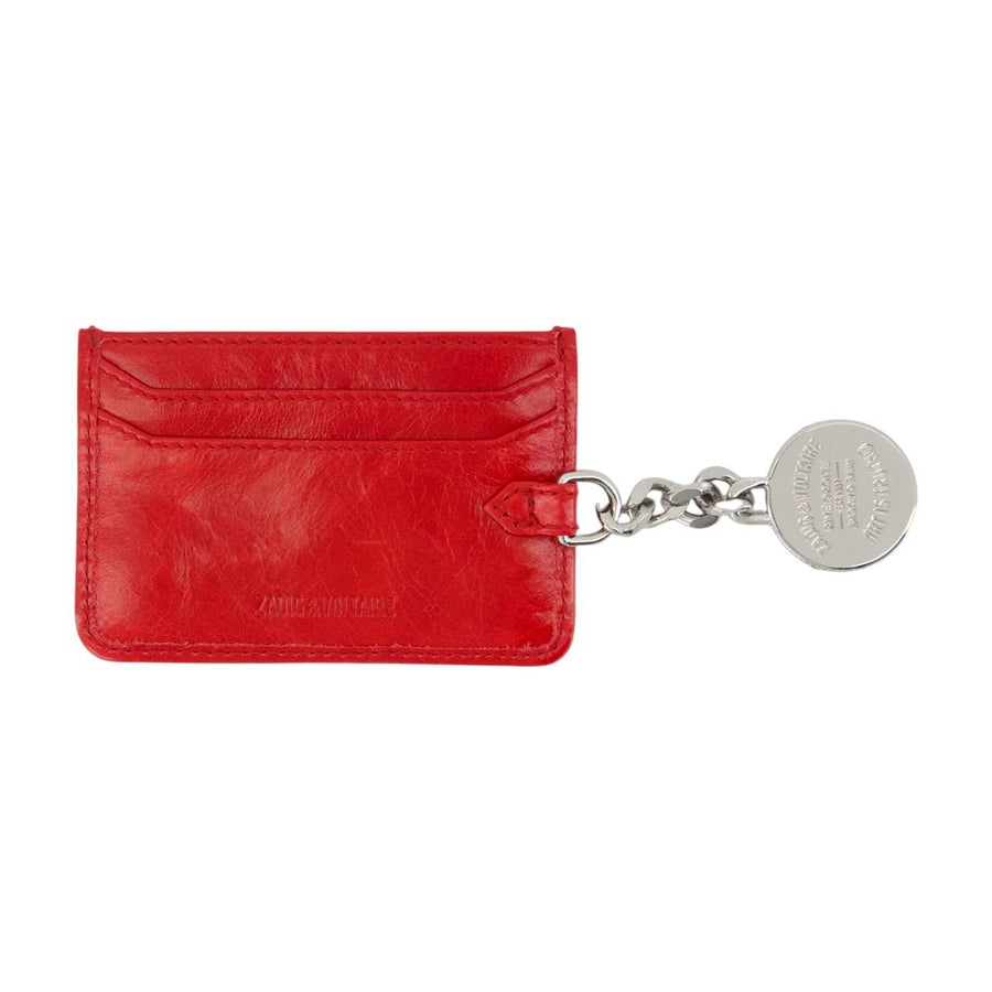 Zadig & Voltaire Calfskin card case in red