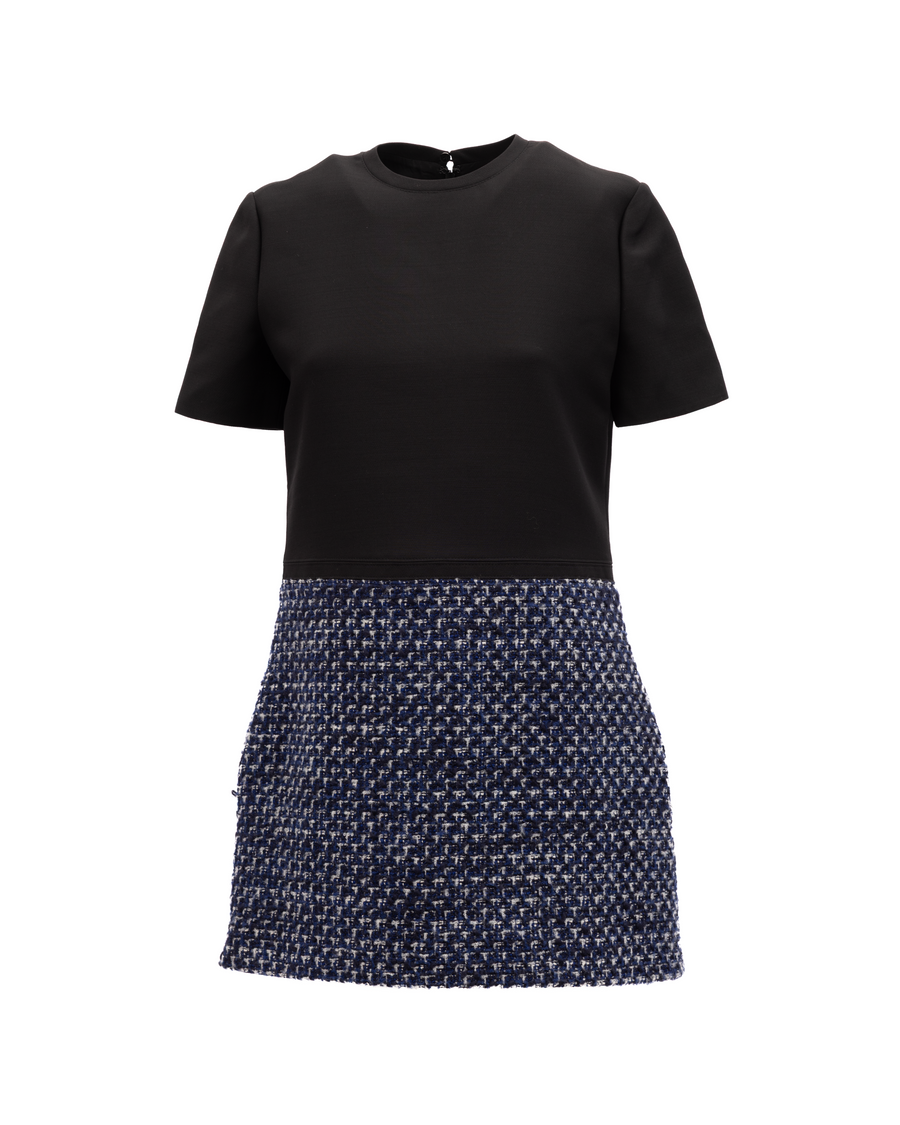 Black And Blue Tweed Mini Dress