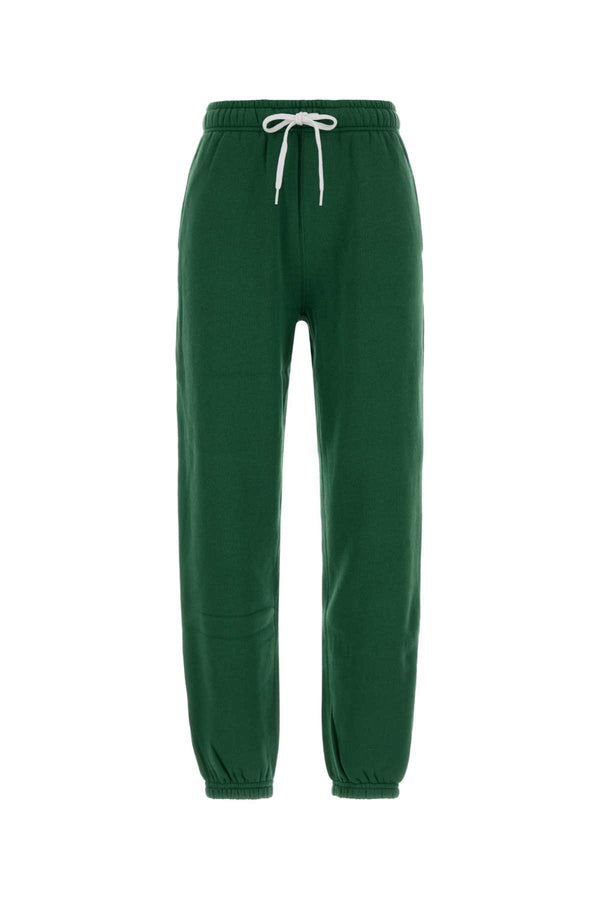 Green Cotton Blend Joggers Bushgreen Exterior: Polyester Pantaloni