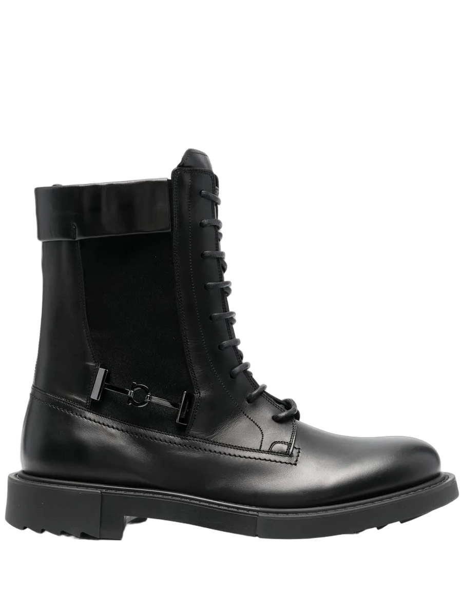 Ferragamo Calf leather combat boot in black