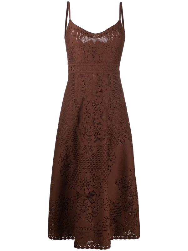 Valentino silk-cotton blend dress in brown