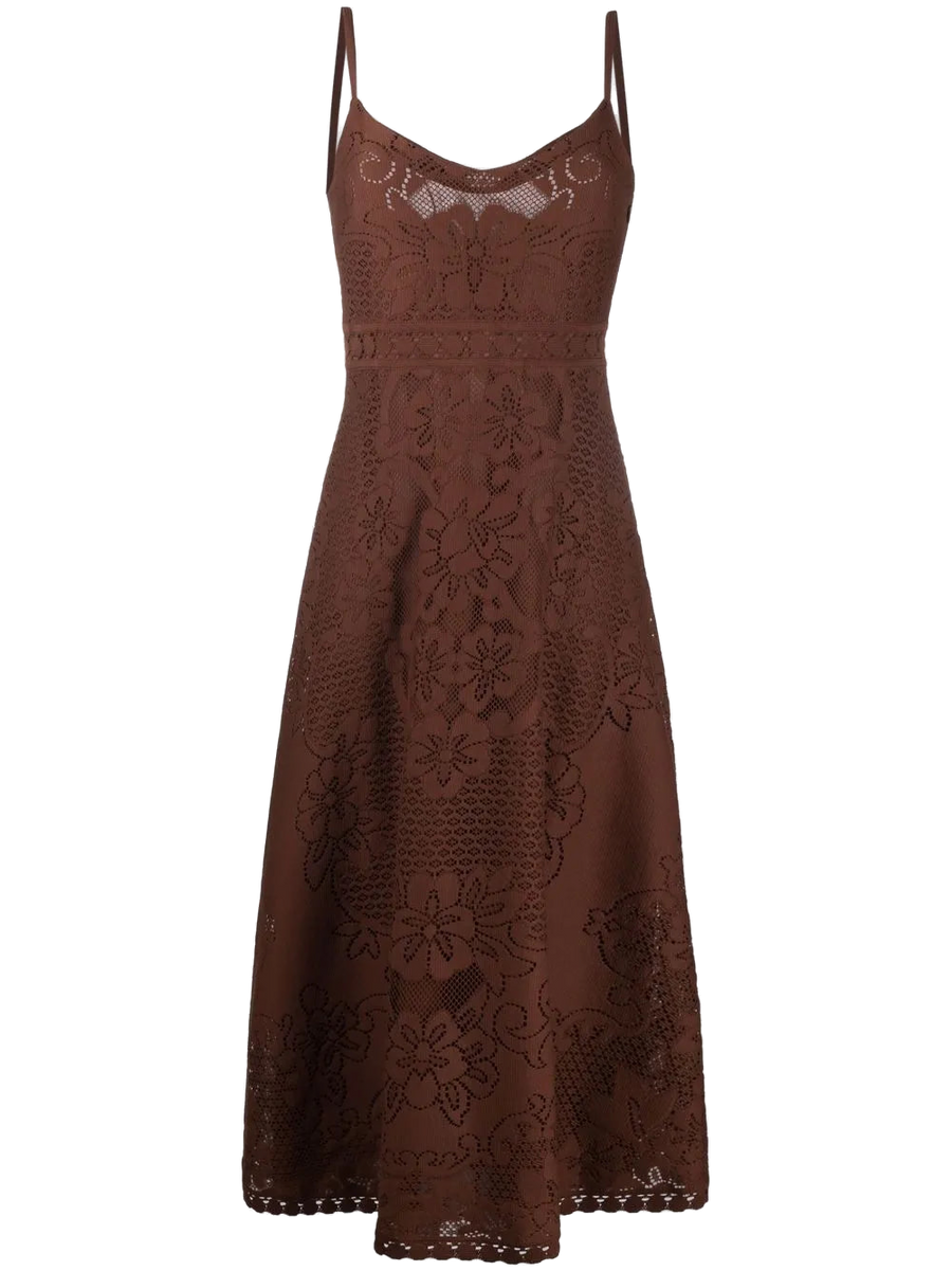 Valentino silk-cotton blend dress in brown