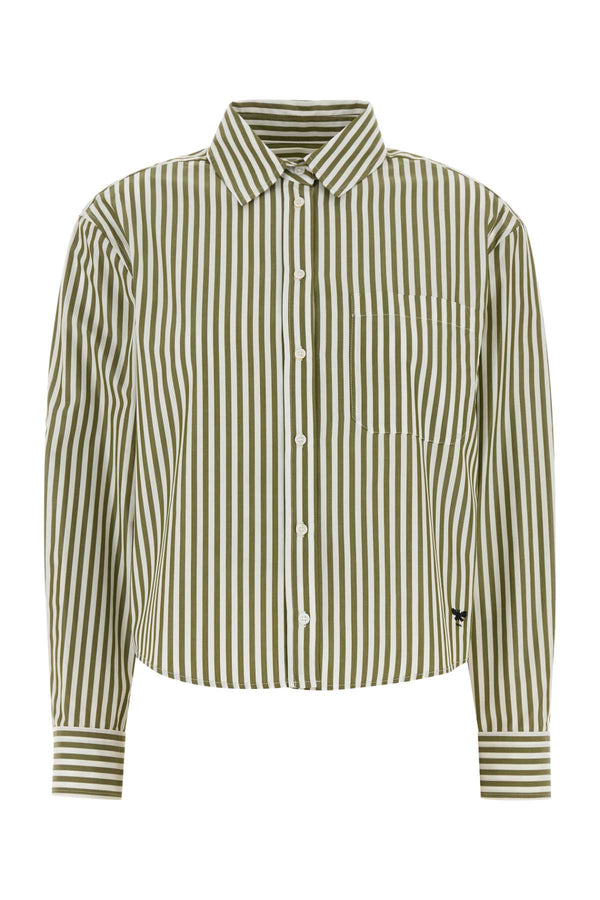 Embroidered Poplin Panetto Shirt Multi Verde Exterior: Cotton Camicie