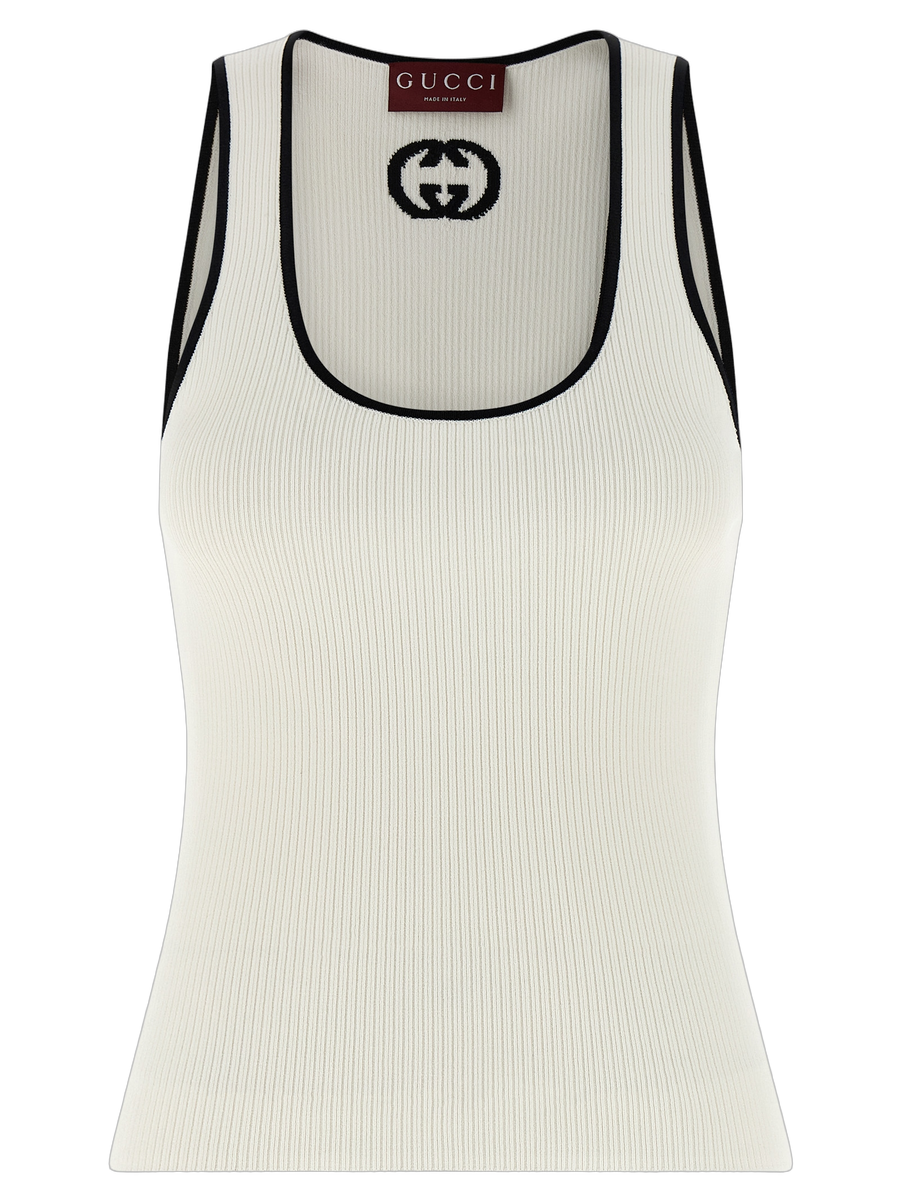 Gucci 83% Viscose tank top in white
