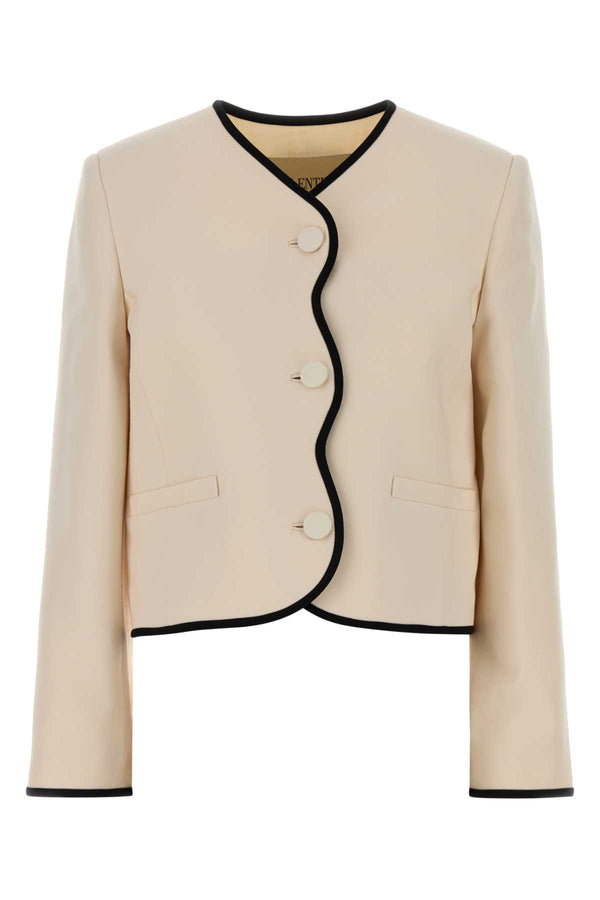 Cream Wool Blend Jacket Vaniglianero Giacche E Gilet