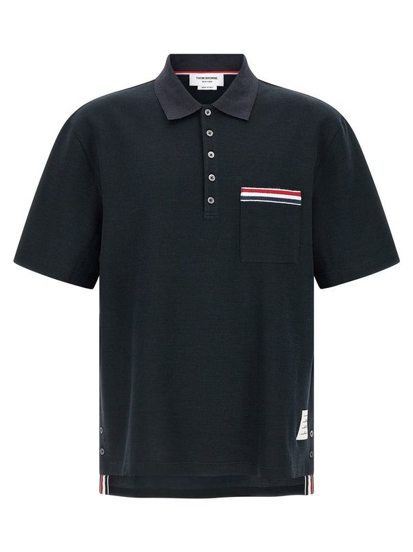 Thom Browne 55% Cotton polo shirt in navy