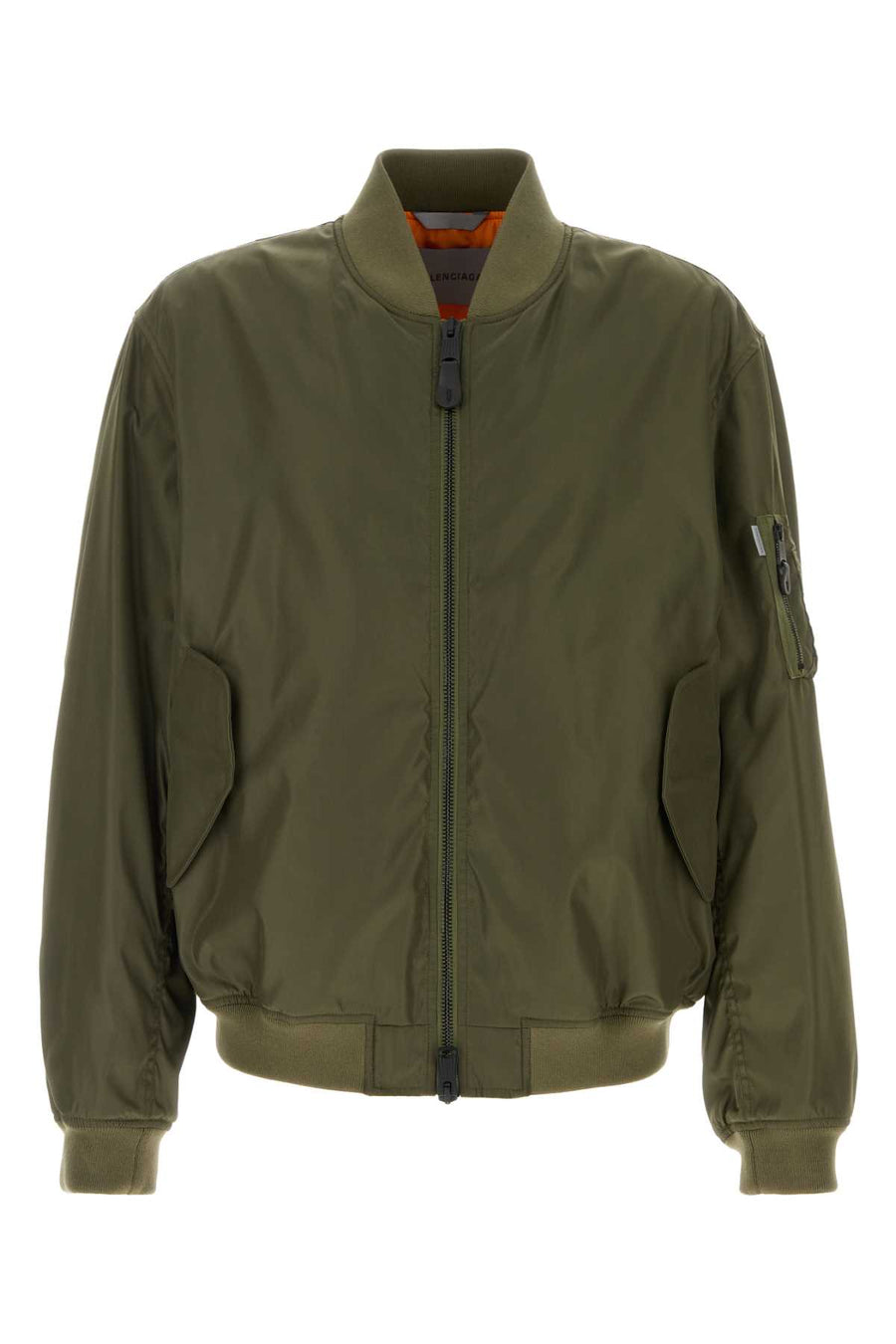 Balenciaga Exterior: 100% Nylon; Lining: 100% Polyester bomber jacket in olive green