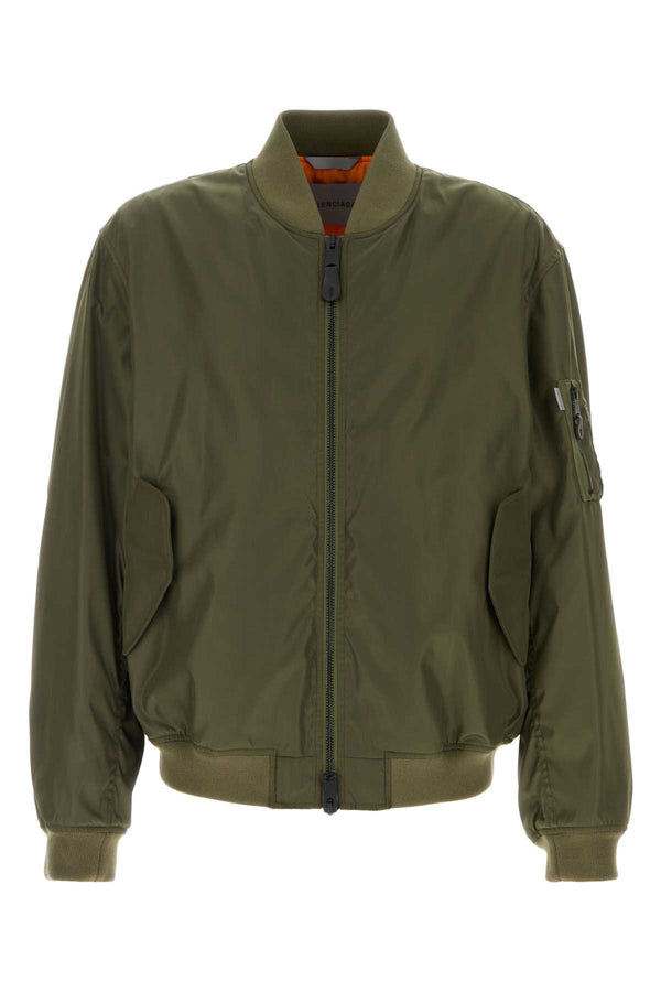 Balenciaga Exterior: 100% Nylon; Lining: 100% Polyester bomber jacket in olive green