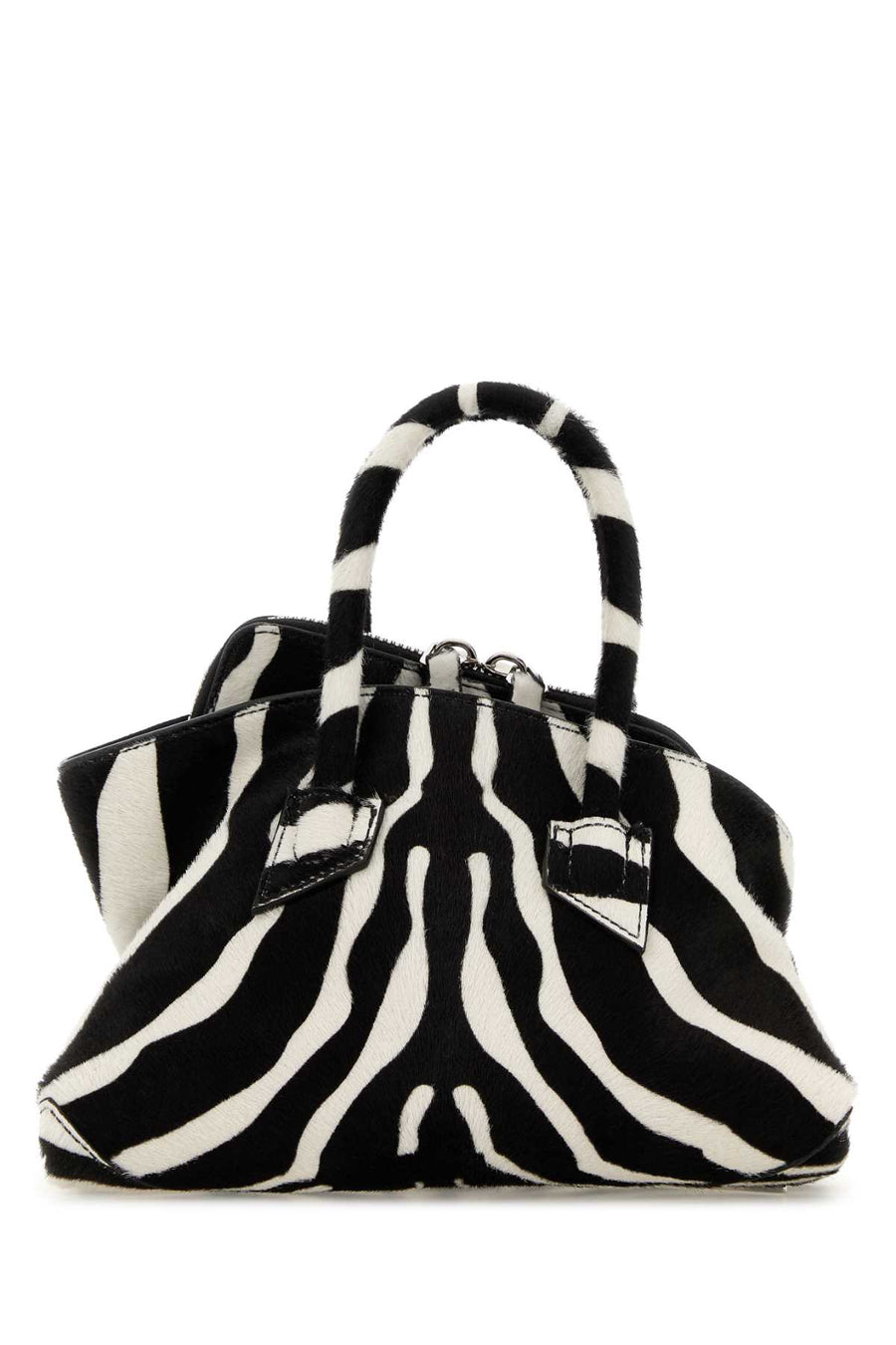 The Attico Exterior: 100% Leather; Lining: 100% Suede; Finishing: Silver metal top handle bag in black