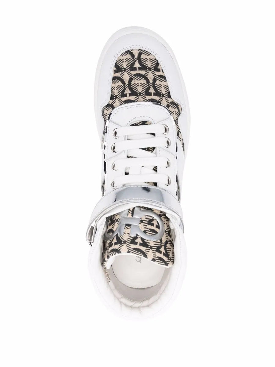 Ferragamo Leather high-top sneaker in white
