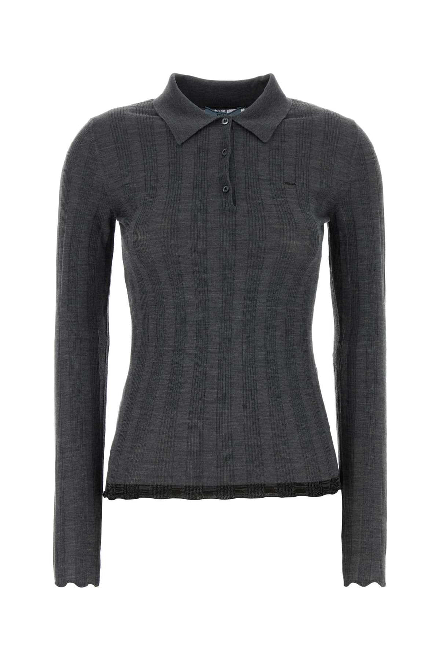 Grey Wool Blend Polo Shirt Ardesia+moro Exterior: Virgin Cotton Maglieria