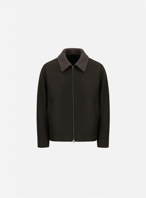 Harris Wharf Pressed wool and boucle jacket in brown