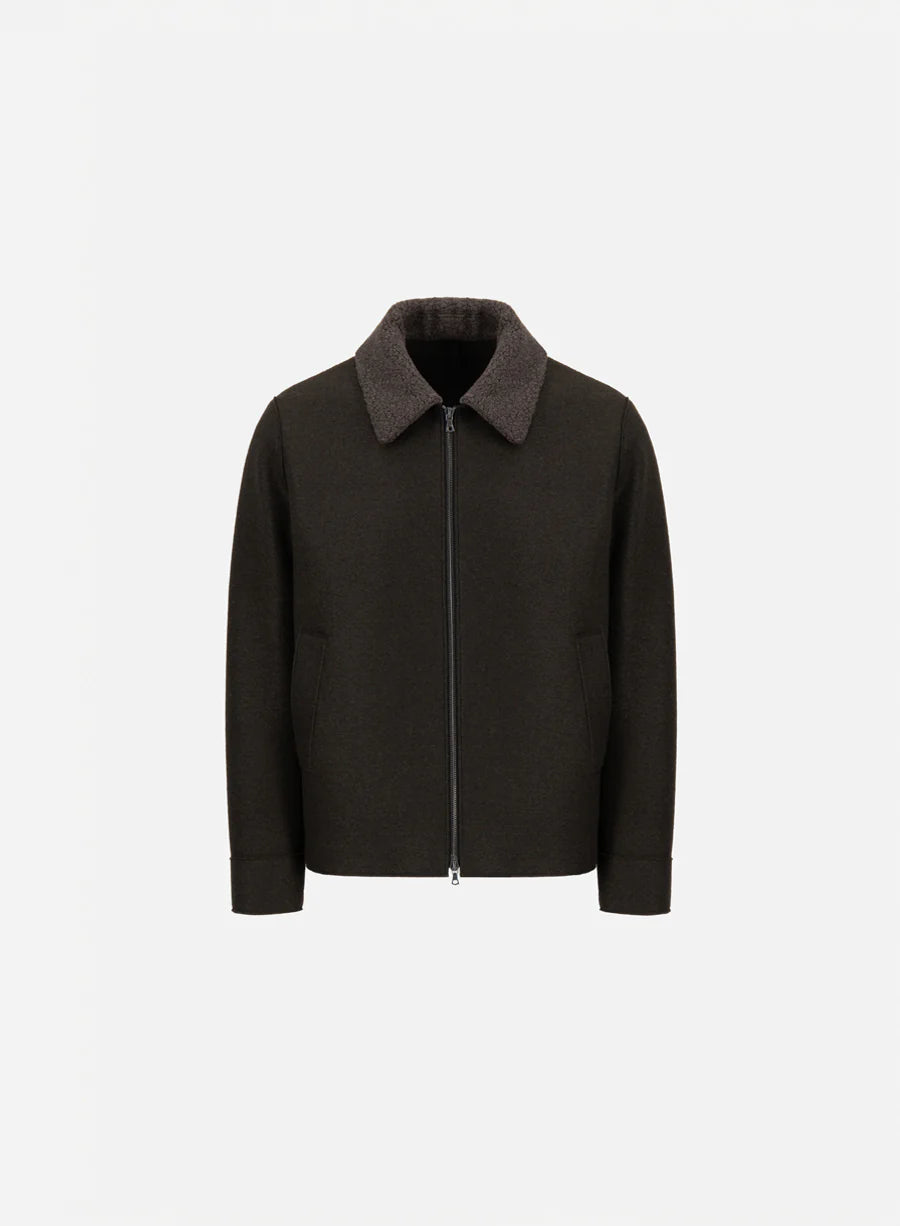 Harris Wharf Pressed wool and boucle jacket in brown