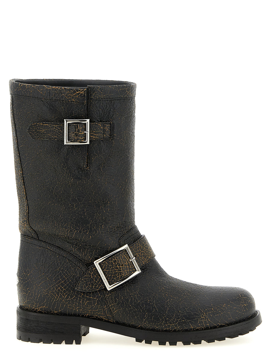 Jimmy Choo Leather with craquelé finish boots in black