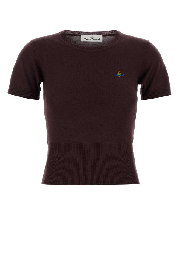 Aubergine Wool Bea Sweater Aw26darkmahogany Exterior: Maglieria