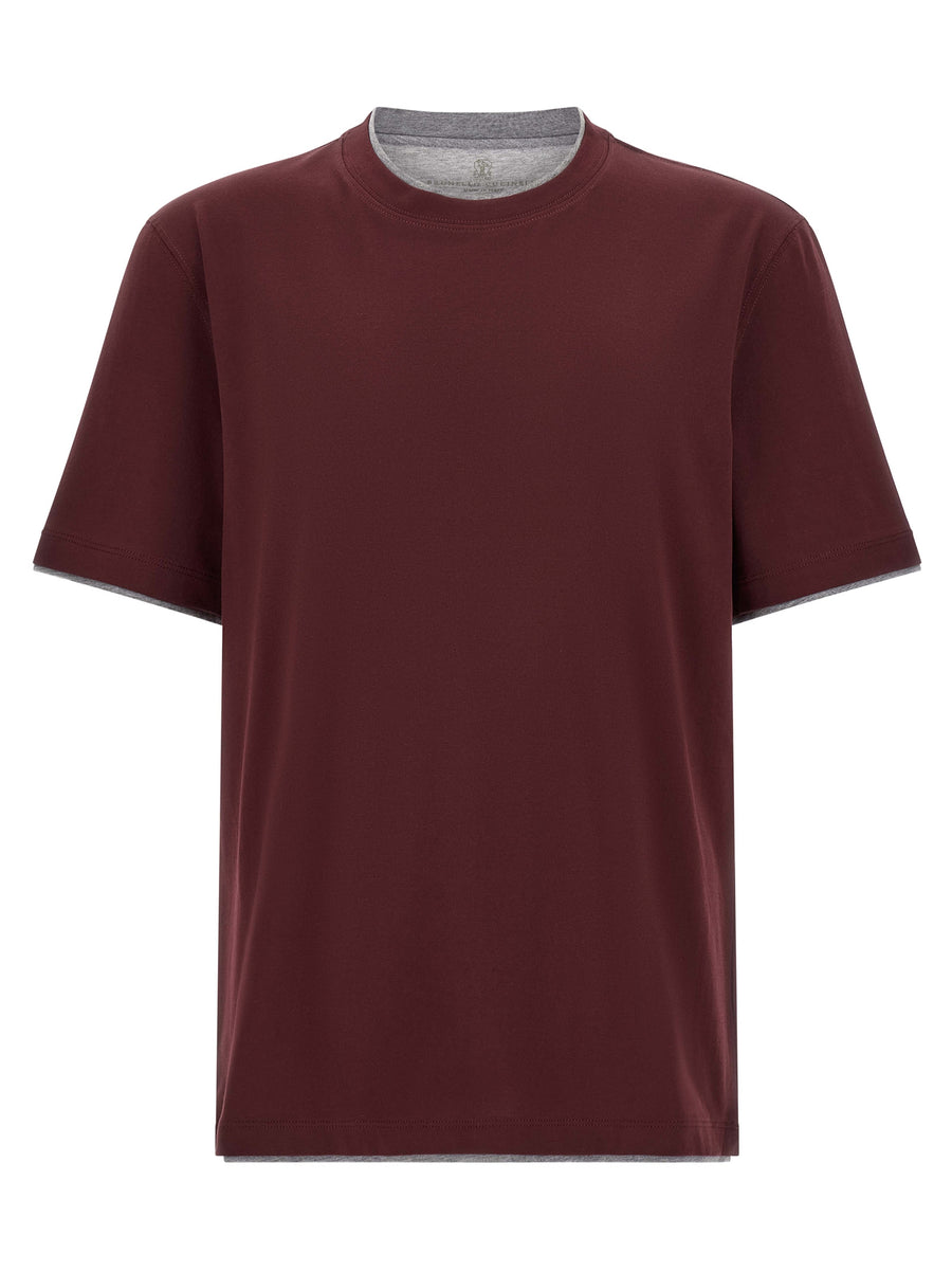 Brunello Cucinelli 100% cotton t-shirt in bordeaux