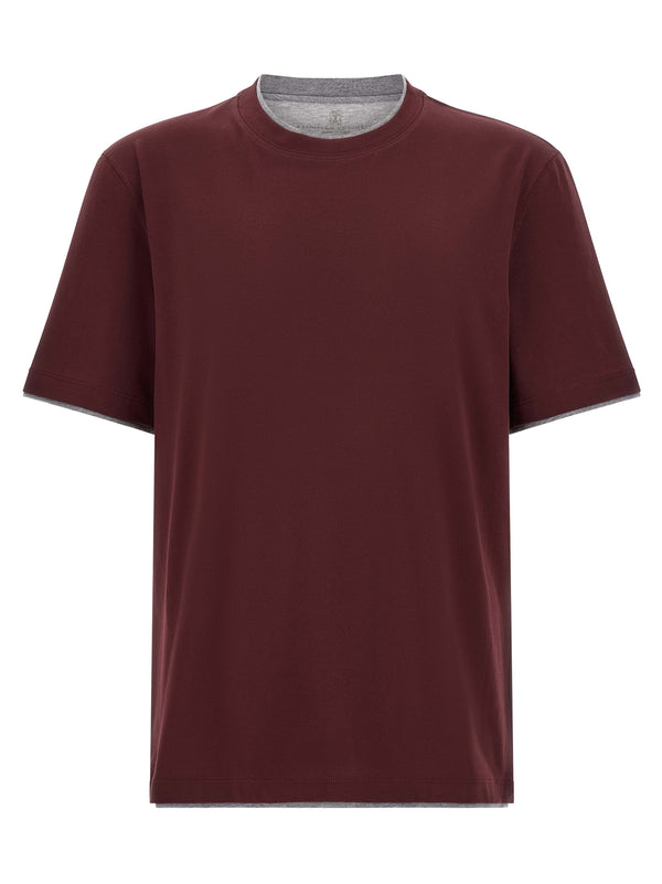 Brunello Cucinelli 100% cotton t-shirt in bordeaux
