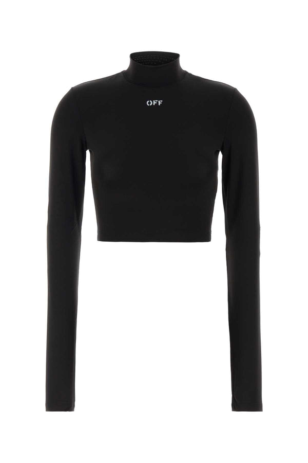 Off-White Stamp 95% Acetate crop top in black