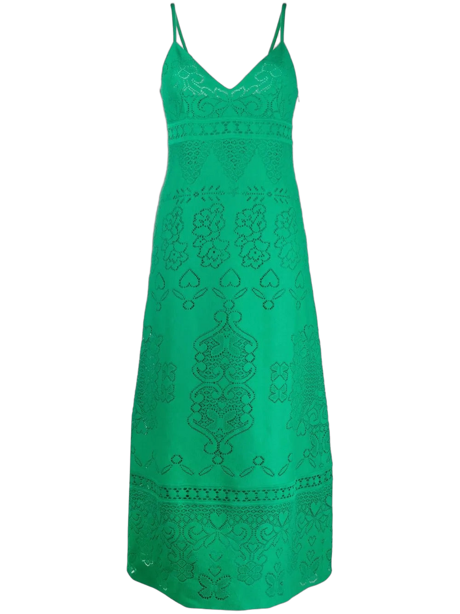 Valentino Silk-cotton blend dress in green