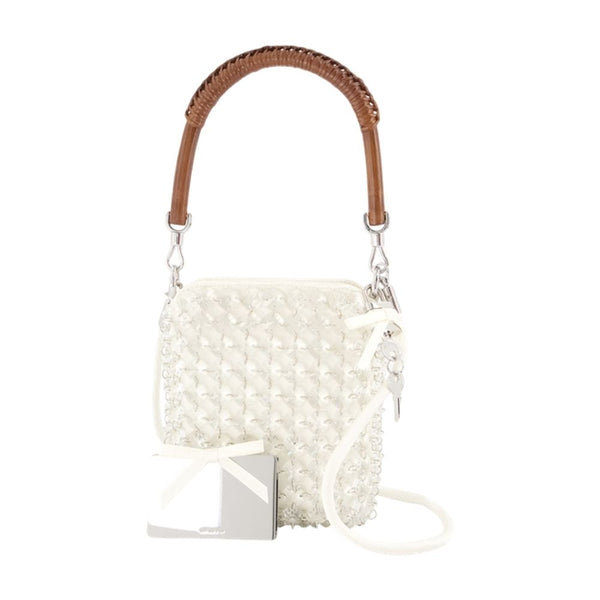 Crystal Chain Mini Bag - Self Portrait Synthetic Ivory / Handbags-purses
