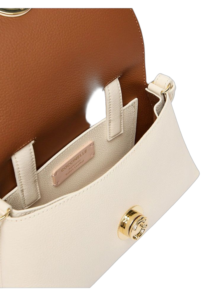 Coccinelle 100% Bovine Leather top handle bag in beige