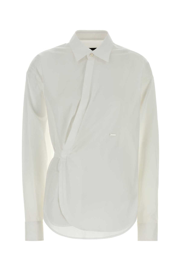 White Stretch Poplin Shirt Exterior: Cotton Elastane Camicie