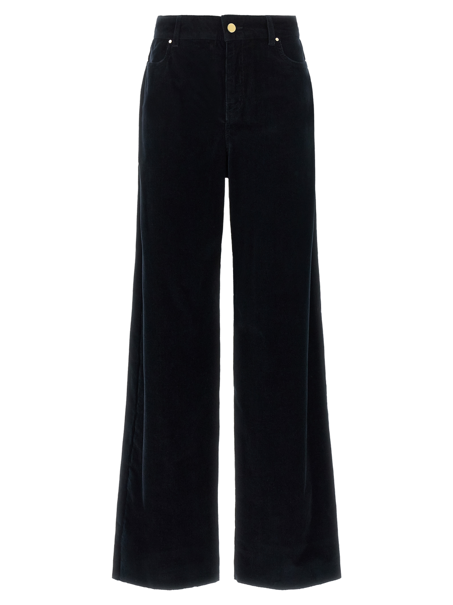 Blue Cotton Casual Pants
