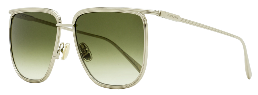 Ferragamo Oversized Square Sunglasses Sf324s 750 Light Gold 58mm Metal