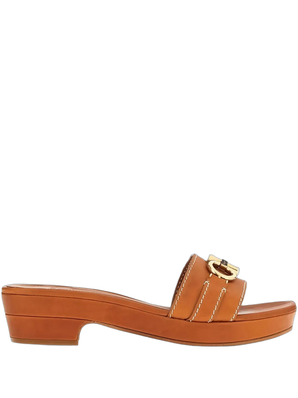 Ferragamo Leather heeled sandal in brown
