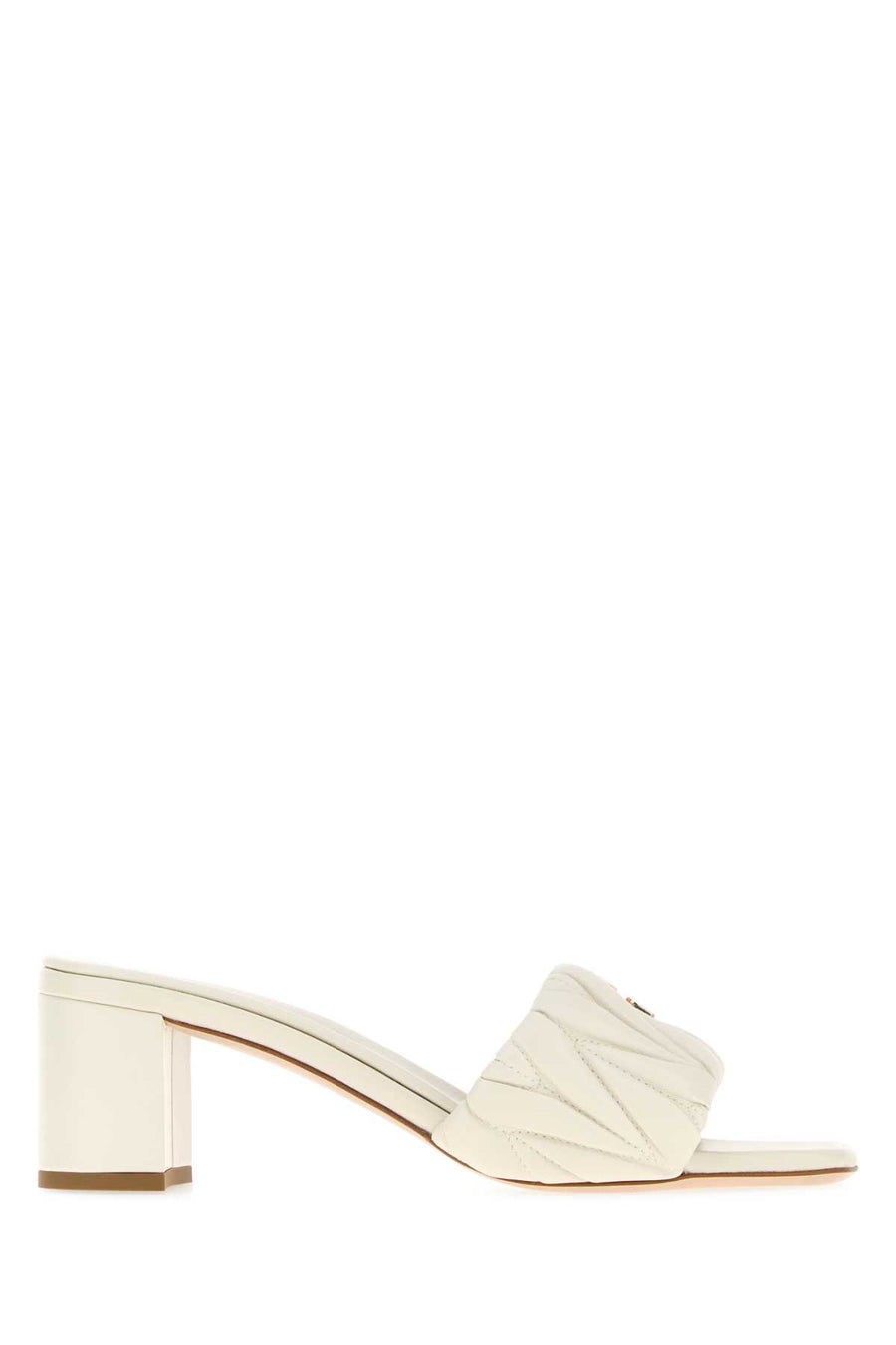 Miu Miu Tacco 100% Lamb Nappa Leather mule heel in white